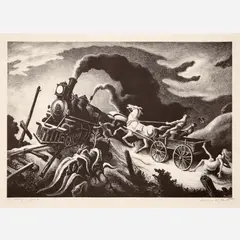 Thomas Hart Benton, Wreck of the Ol’ 97, 1944, Lithograph on paper