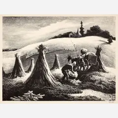 Loading Corn by Thomas Hart Benton, 1945, Lithograph on paper, sold Aug 2026