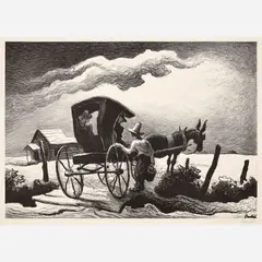 Gateside Conversation by Thomas Hart Benton, 1946, Lithograph on paper, sold Aug 2026