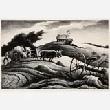 Thomas Hart Benton, New England Farm, 1951, Lithograph on paper