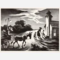 Thomas Hart Benton, Prayer Meeting, 1949, Lithograph on paper