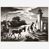Thomas Hart Benton, Prayer Meeting, 1949, Lithograph on paper