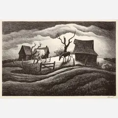 Thomas Hart Benton, Rainy Day, 1938, Lithograph