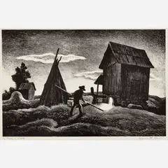 Thomas Hart Benton, Night Firing, 1943, Lithograph on paper