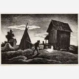 Thomas Hart Benton, Night Firing, 1943, Lithograph on paper