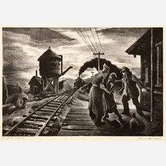 Thomas Hart Benton, Morning Train, 1943, Lithograph on paper