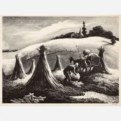 Thomas Hart Benton, Loading Corn, 1945, Lithograph