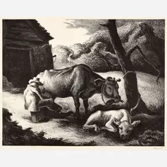 Thomas Hart Benton, White Calf, 1945, Lithograph on paper