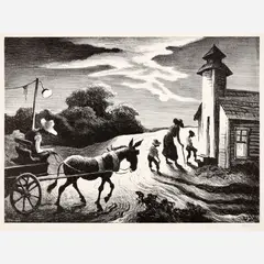 Thomas Hart Benton, Prayer Meeting, 1949, Lithograph on paper