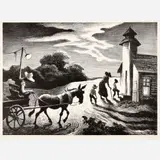 Thomas Hart Benton, Prayer Meeting, 1949, Lithograph on paper