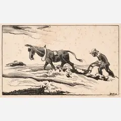 Plowing It Under by Thomas Hart Benton, 1934, Lithograph on paper, sold Feb 2026