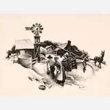 Missouri Farmyard by Thomas Hart Benton, 1936, Lithograph on paper, sold Feb 2026