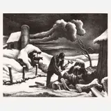The Woodpile by Thomas Hart Benton, 1939, Lithograph, sold Feb 2026
