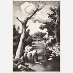 Shallow Creek by Thomas Hart Benton, 1939, Lithograph, sold Feb 2026