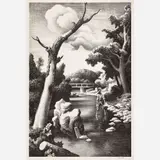 Shallow Creek by Thomas Hart Benton, 1939, Lithograph, sold Feb 2026