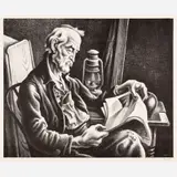Old Man Reading by Thomas Hart Benton, 1941, Lithograph on paper, sold Feb 2026
