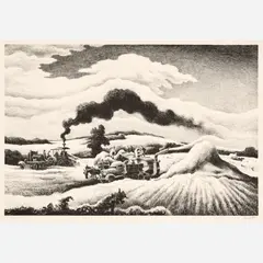 Threshing by Thomas Hart Benton, 1941, Lithograph on paper, sold Feb 2026