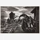 Morning Train by Thomas Hart Benton, 1943, Lithograph, sold Feb 2026