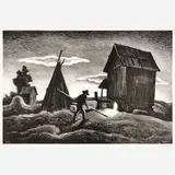 Night Firing by Thomas Hart Benton, 1943, Lithograph on paper, sold Feb 2026