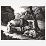 White Calf by Thomas Hart Benton, 1945, Lithograph on paper, sold Feb 2026