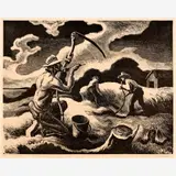 Island Hay by Thomas Hart Benton, 1945, Lithograph on paper, sold Feb 2026