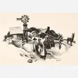 Missouri Farmyard by Thomas Hart Benton, 1936, Lithograph on paper, sold Feb 2026