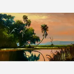 Livingston Roberts, Everglades Sunset, Oil