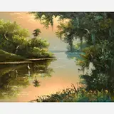 Sam Newton, South Fork at Twilight, Oil