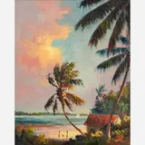 Harold Newton, Summerlin Dock, Evening, Oil on board