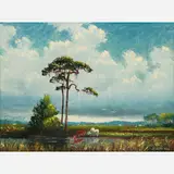 Harold Newton, Grazing Cattle, Oil on canvas board