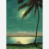 Sam Newton, Moonlit Palm, St. Lucie River, Oil