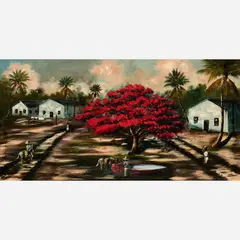 Willie Reagan, Village Poinciana, Oil on canvas