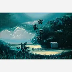 Livingston Roberts, Moonlit Dock, Oil