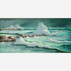 Harold Newton, Waves Crashing on Rocks, Oil