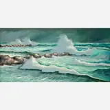 Harold Newton, Waves Crashing on Rocks, Oil
