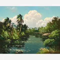 Backwater by Harold Newton, Oil on board, sold Aug 2025