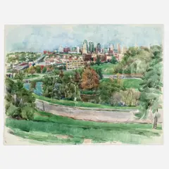 Wilbur Niewald, Kansas City, View from Penn Valley Park, 2000, Watercolor