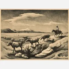 Thomas Hart Benton, Wyoming Autumn, 1974, Lithograph on paper
