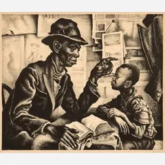 Instruction by Thomas Hart Benton, 1940, Lithograph on paper, sold Nov 2024