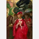 John Steuart Curry, Lady in Red Dress Clutching Papers