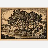Birger Sandzén, Kansas Creek, 1936, Linocut on paper