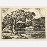 Birger Sandzén, Willows by the Smoky River, 1922, Lithograph