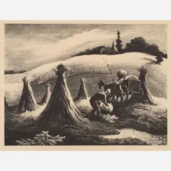 Thomas Hart Benton, Loading Corn, 1945, Lithograph on paper