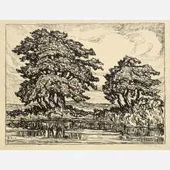 Pool with Trees by Birger Sandzén, 1923, Lithograph, sold May 2024