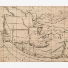 Thomas Hart Benton, Study for "Haystack,", 1938, Graphite on paper