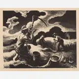 Island Hay by Thomas Hart Benton, 1945, Lithograph on paper, sold May 2024