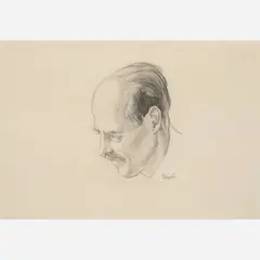 Sketch of Thomas Hibben by Thomas Hart Benton, 1933, Graphite on paper, sold May 2024
