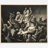 Youth Music by Thomas Hart Benton, 1974, Lithograph on paper, sold May 2024