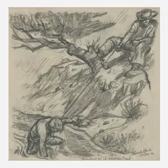 Incident on the Chisholm Trail by Charles Banks Wilson, 1957, Graphite on paper, sold May 2024