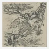 Charles Banks Wilson, Incident on the Chisholm Trail, 1957, Graphite on paper
